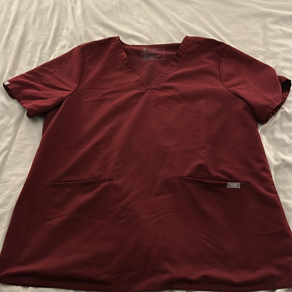Figs Casma Scrub Top- Wine XXL